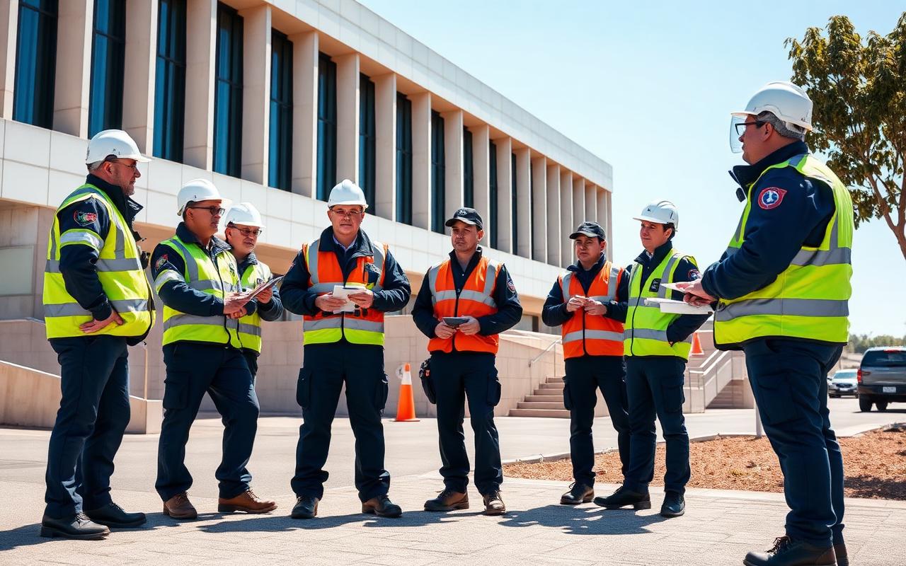 Jd Global safety briefing with team members reviewing workplace health and safety protocols